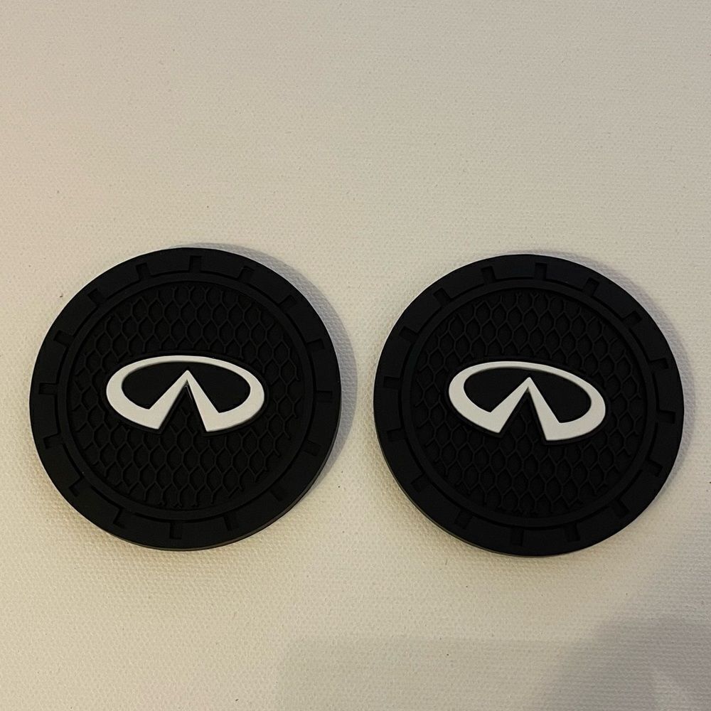 Infinity Car Cup Coasters in Black Set of 2 NWT